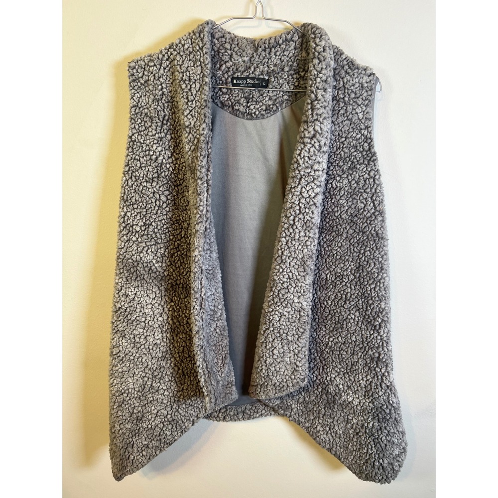 Knapp‎ Studio Womens Vest Faux Shearling Gray Size L